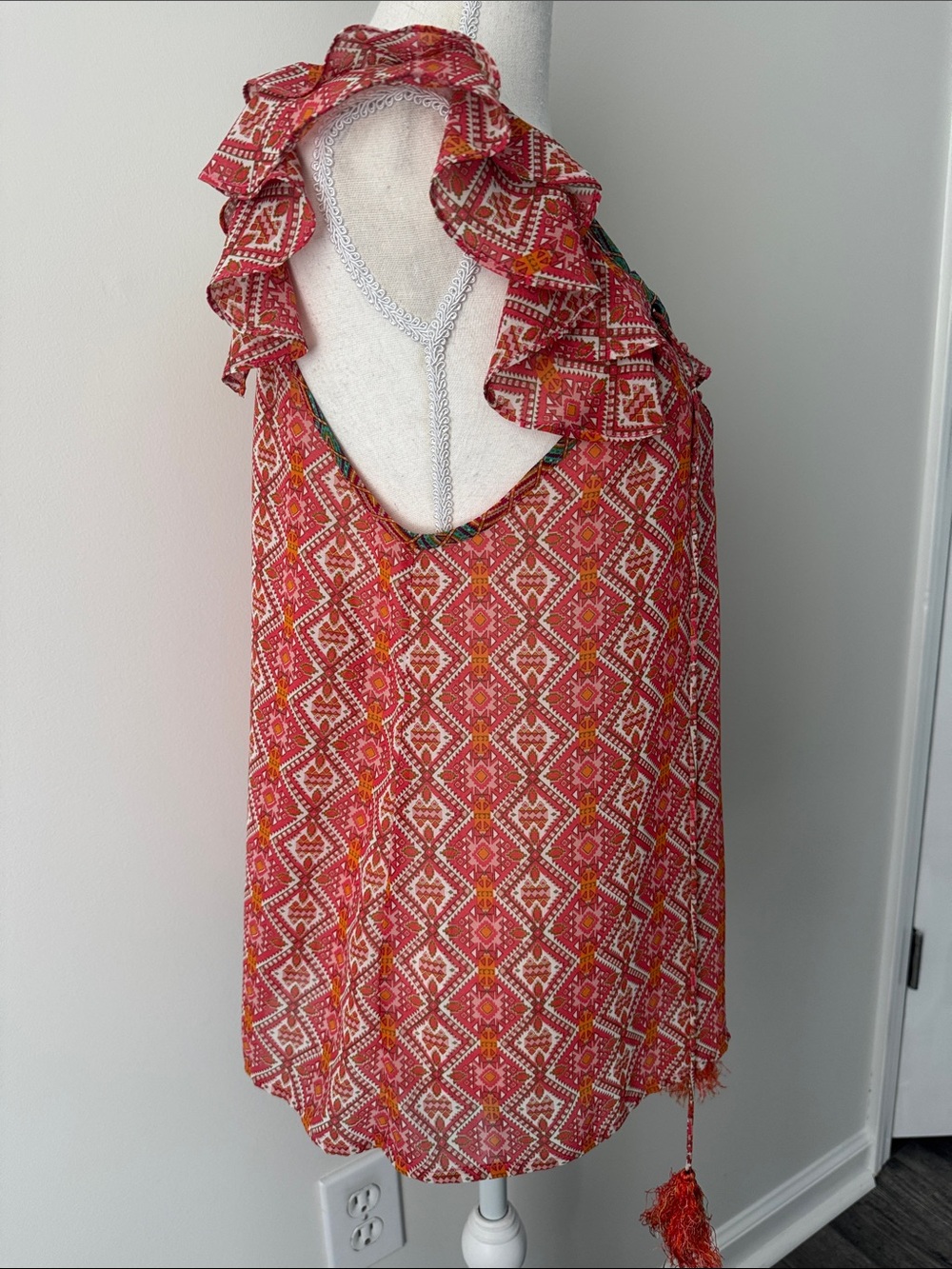 Kas New York Orange Print Sleeveless Top Size Medium - Picture 6 of 10